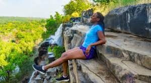 Photographing at Aruu Falls.